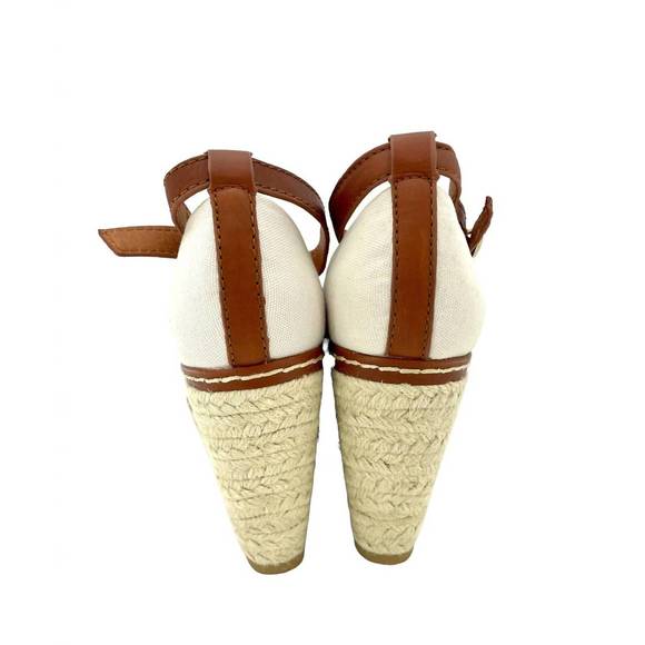 NEW MARINA YACHTING women's open toe canvas espadrille ankle strap wedge shoes i - Picture 3 of 4